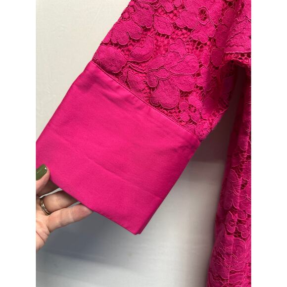 Tuckernuck Lace Willow Blouse Size M Stand Collar Scalloped Hem Desk To Drinks - Picture 3 of 14